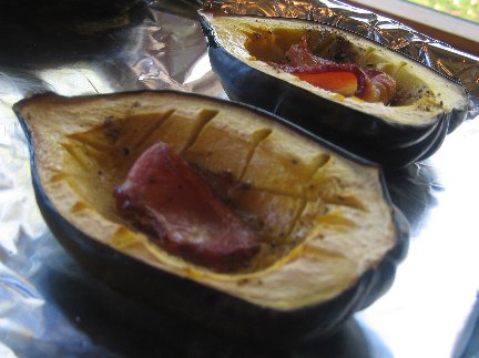 Baked Acorn Squash with Bacon
