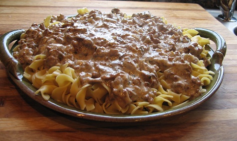 Beef Stroganoff on a large serving dish
