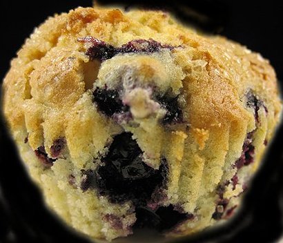 close up of a blueberry muffin