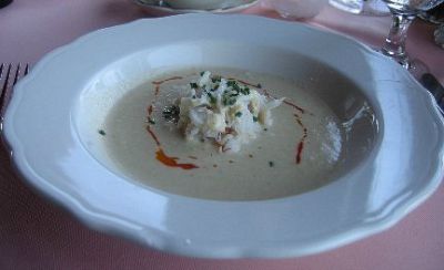 Corn Velvet Soup with Dungeness Crab
