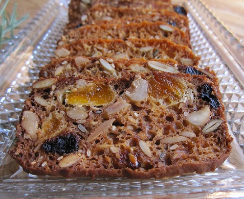 Dried Fruit, Nut, and Seed Crisps in a glass serving dish