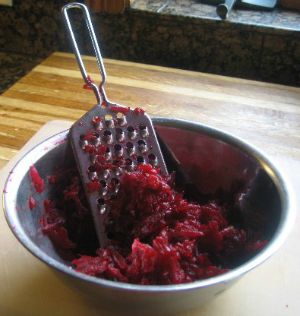Grating Roasted Beets