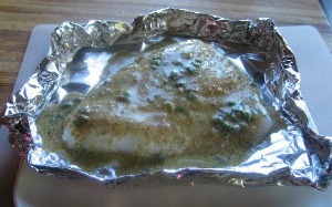 Grilled Halibut with Mustard Sauce