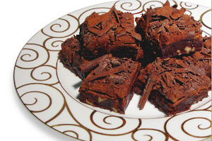 Chocolate Truffle Bars stacked on a decorative plate