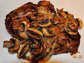 New York Steak with tarragon mushrooms