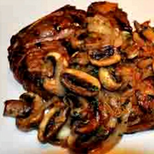 New York Steak with tarragon mushrooms