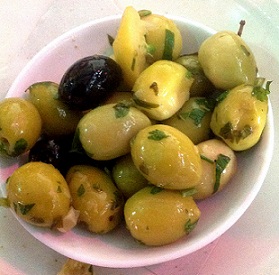marinated green olives