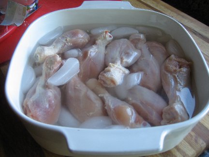Chicken in ice bath