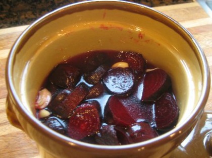 Refrigerator Pickled Beets in a large tan bowl