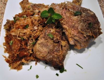 Country-Style Pork Ribs shredded on a white plate