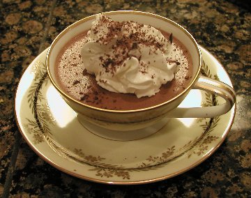 Chocolate Pots de Creme served in a tea cup