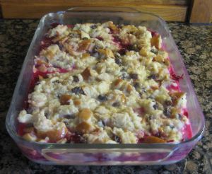Beet Bread Pudding ready to bake