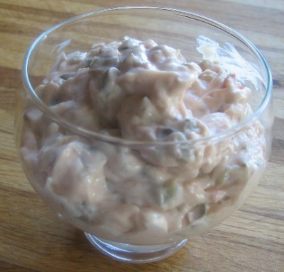 Thousand Island Dressing from vegetarian condiment and sauce collection in a glass cup
