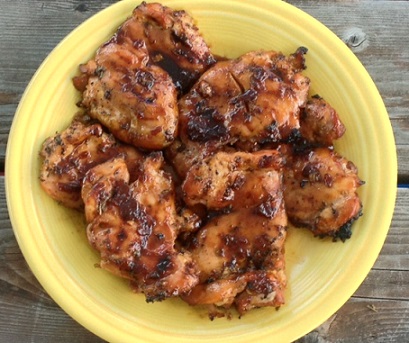 pile of Hawaiian Shoyu Chicken on a yellow plate