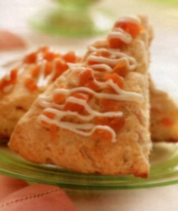 Apricot and White Chocolate Scones on a green plate