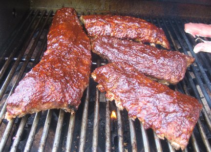 Blackberry Barbecued Ribs on the grill
