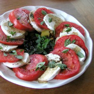 Plate of Tomato Caprese Salad