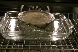 Cheesecake in oven