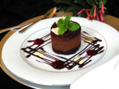 chocolate mousse plated dessert