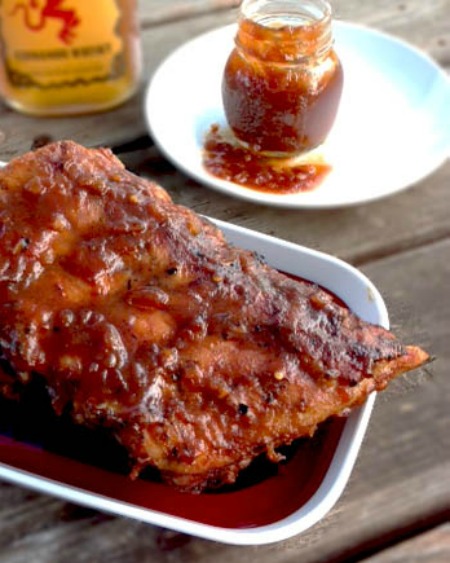 Fireball Apple Butter Barbecue Sauce on baby back ribs