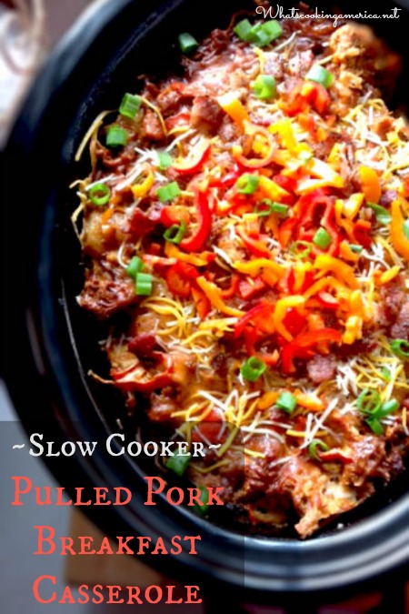 Slow Cooker Pulled Pork Breakfast Casserole