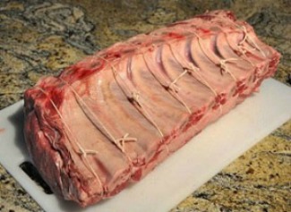 Tied up prime rib roast