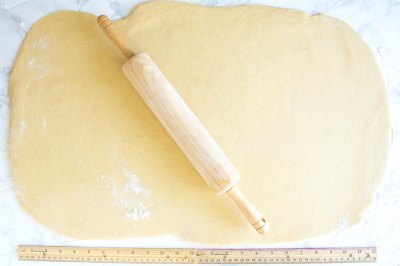 perfect cinnamon rolls_dough rolled out in 15x24 inch rectangle