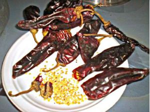 Dried red chile peppers