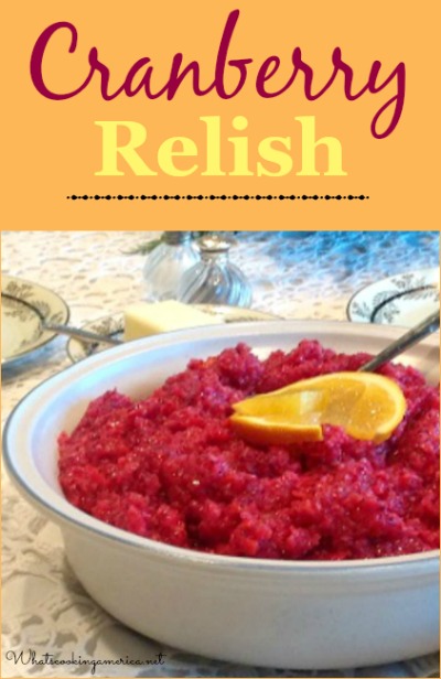 Cranberry Relish in a bowl with orange garnish