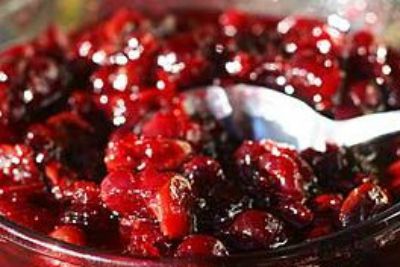 close up image of Cranberry Sauce with Raspberry Vinegar with a spoon