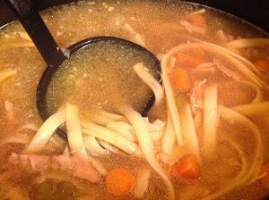 Cooking chicken noodle soup