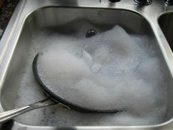 Sink full of soapy water