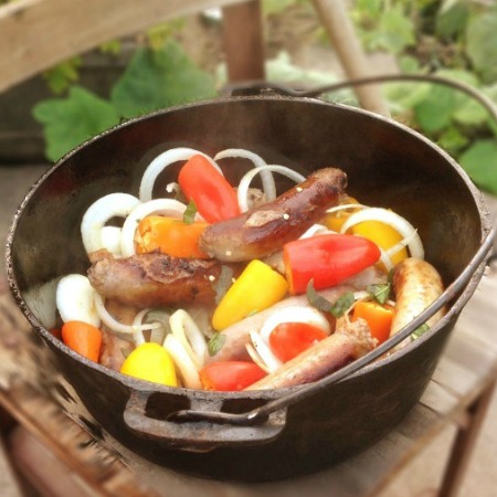 Dutch Oven Beer and Sausages