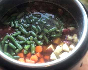 Vegetable Beef Soup in Instant Pot Pressure Cooker-ready to cook