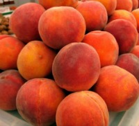 fresh peaches in a pile