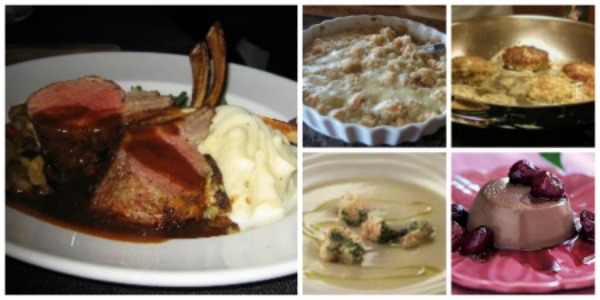 Grilled Rack of Lamb Dinner menu collage