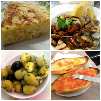 Spanish Paella Dinner menu tapas collage