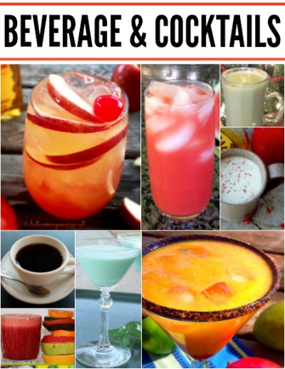 Collage of images of colorful beverages and cocktails