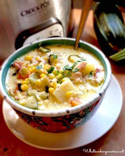 Zucchini Corn Clam Chowder Soup