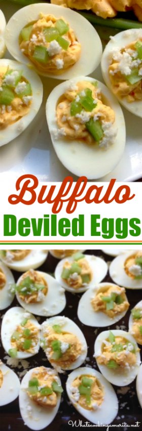 Buffalo Deviled Eggs collage with graphic