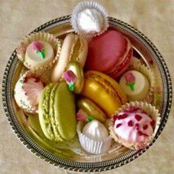 colorful bowl of Macarons and sweets 