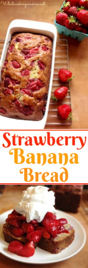 Strawberry Banana Bread collage and graphic