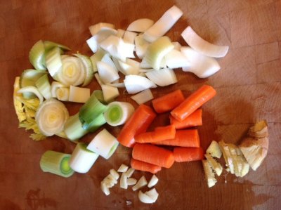Instant Pot Chicken Bone Broth -vegetables prepped